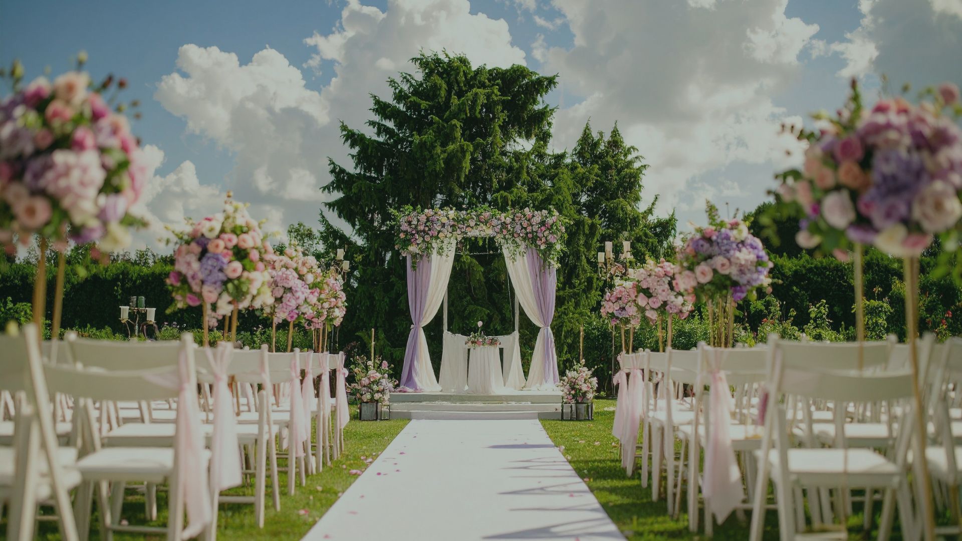 An outdoor wedding ceremony setting